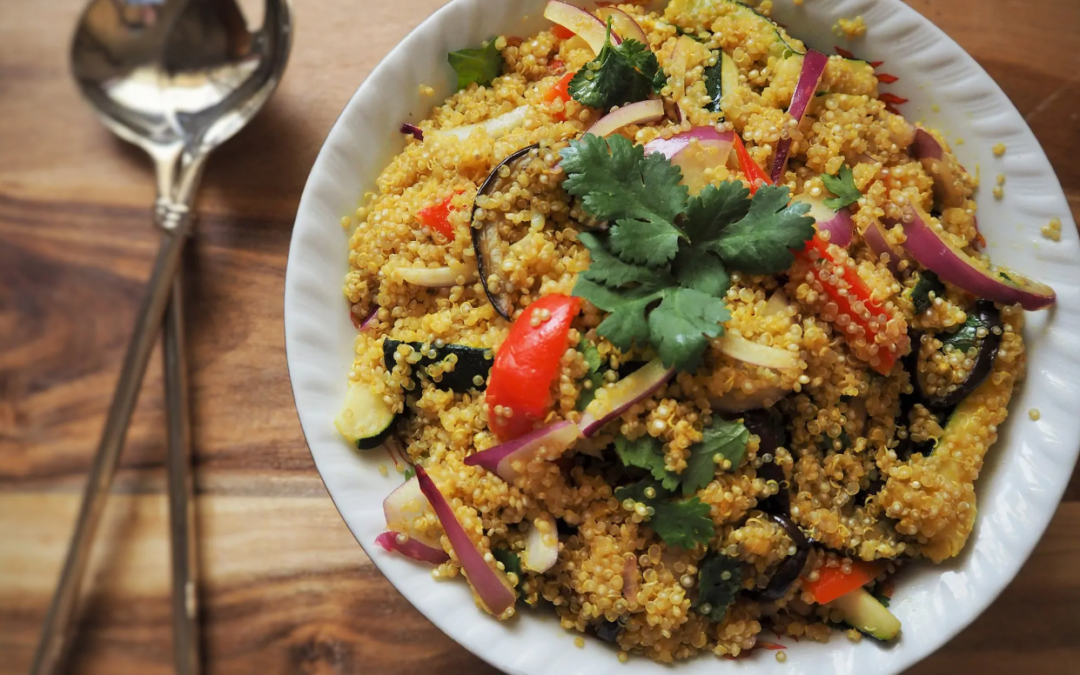 Quinoa al forno con verdure e tofu